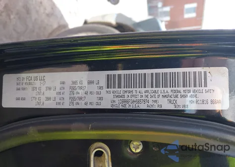 2017 Ram 1500 Tradesman 4X2 6'4 Box из США, поврежденный, VIN 1C6RR6FG0HS657974